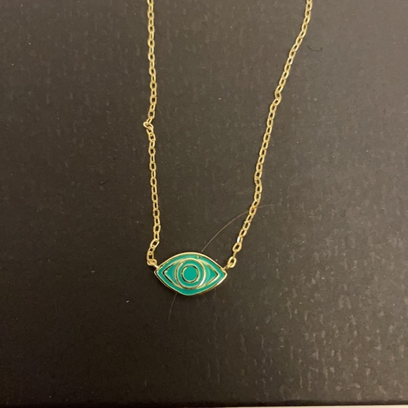 New 14KT gold plate sterling silver enamel evil eye necklace. - Picture 4 of 4